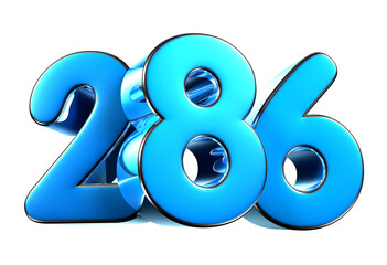 Blue number 286 3d illustration. Advertising signs. Product design. Product sales