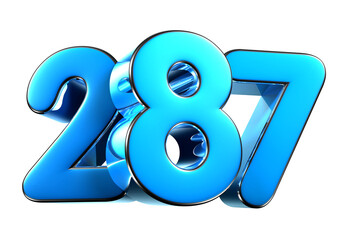 Blue number 287 3d illustration. Advertising signs. Product design. Product sales