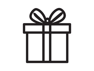 2D Vector Black Outline Gift Box Ribbon Bow