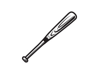 2D Vector Line Art Baseball Bat Minimalist Illustration