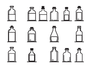 Bottles of Chemicals Line Icon Minimalist Vector Illustration
