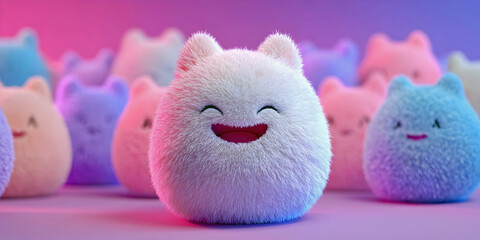 Pastel Pals: Whimsy in Fluff and Smiles, ai generated.