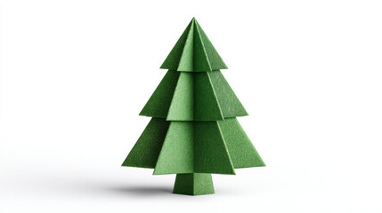 Obraz premium Origami Christmas tree on white background, holiday season concept. handcrafted paper tree is a unique and festive decoration for the holidays, perfect for adding a touch of creativity.