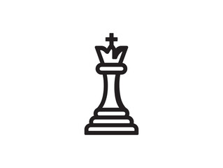 Classic Chess King Piece Icon 2D Line Artwork