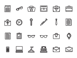 Clean 2D Vector Business Icons Line Art Illustration