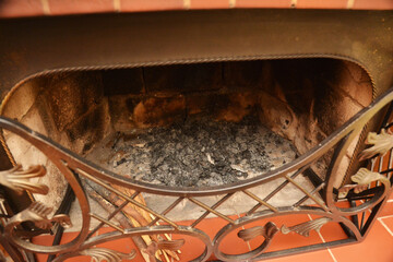 Burnt Ashes in Fireplace