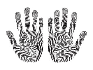 Clean 2D vector handprints line art minimalist style