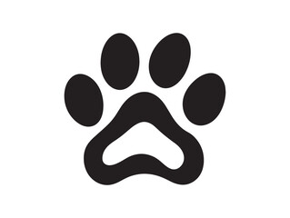 Clean Bold Black Paw Print 2D Vector