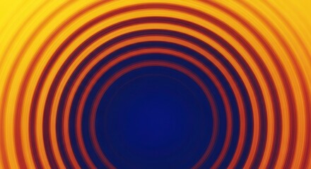 Abstract background with concentric orange and yellow rings radiating from a dark blue center point
