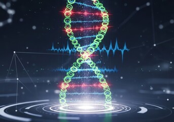 Explore cutting edge DNA research with this vibrant scientific design