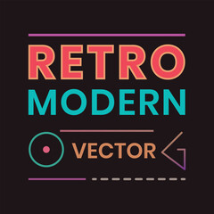 Retro Modern Neon Style Badge  Vintage Typography Label Vector