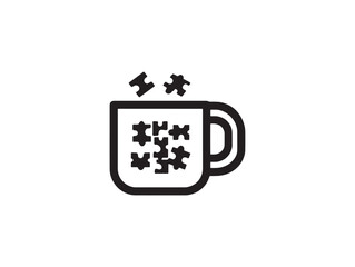 Coffee Mug Icon White Puzzle Pieces Circle Vector