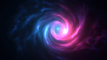 Swirling blue and pink nebula light forms a cosmic spiral pattern.