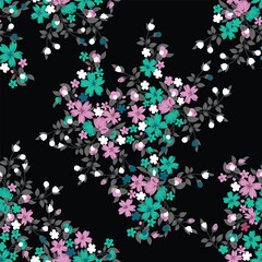 Obraz premium abstract solid modern textile vector design, arrangement with flowers, all-over seamless pattern with illustration digital image printing factory