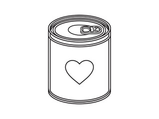 Cylindrical Container Heart Key 2D Vector Line Art