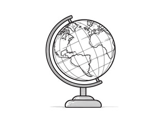 Desk Globe Icon Hand Drawn 2D Vector Art