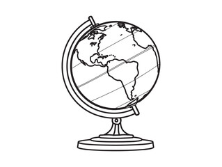 Desk Globe Icon on Stand Hand Drawn Vector