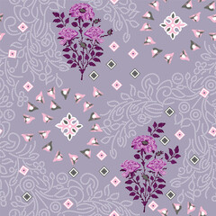 abstract solid modern textile vector design, arrangement with   flowers, all-over seamless pattern with illustration digital image printing factory