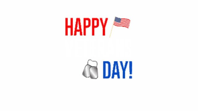 Happy Veterans Day Animated Text with American Flag and Military Boots