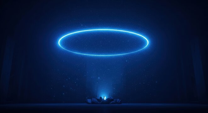 Glowing blue portal with light rays a futuristic technology concept perfect for science fiction or fantasy themes