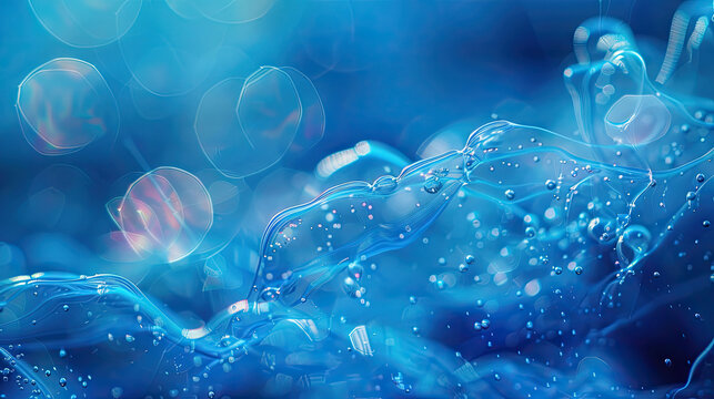 Soft microfluidic organic mist with diffused bioforms and glowing microstructures. Dreamy macro abstract background ideal for conceptual art and modern visual design