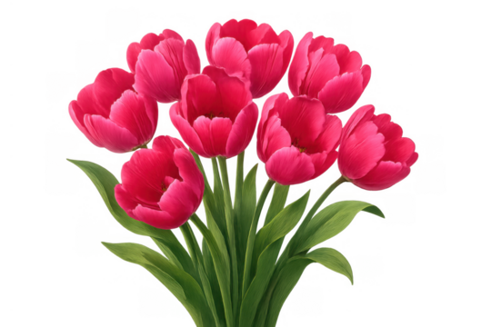 Pink tulip bouquet celebrating spring, blooming fresh floral beauty, symbolizing love and renewal on transparent background