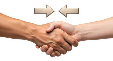 Diverse Hands Shaking with Opposing Arrows Symbol handshake