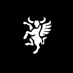 Strong winged Bull Logo in Bl...