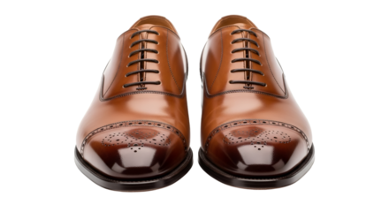 Pair of Brown Leather Oxford Shoes Isolated on Black Background