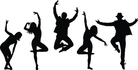 Dance silhouette vector, dynamic dancer pose, black figure illustration, expressive movement art, stylish body motion, performance design, energetic shape