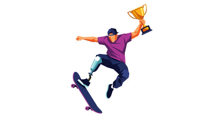 Adaptive Skateboarder Wins Gold Trophy Celebrating Success and Overcoming Challenges