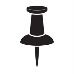 Black push pin silhouette on white background for office and home use