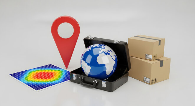 Global Logistics and Shipping with a Suitcase and Globe.