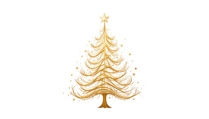 Minimalist Stylized Gold Christmas Tree Illustration