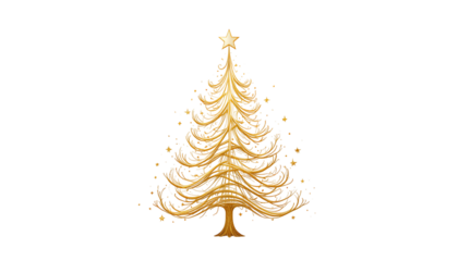 Minimalist Stylized Gold Christmas Tree Illustration