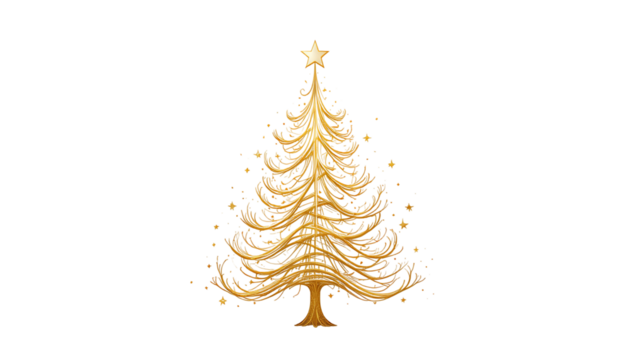 Minimalist Stylized Gold Christmas Tree Illustration