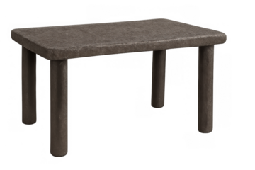 Brown rectangular side table with a sleek, modern style and rounded legs, shown on a clear background