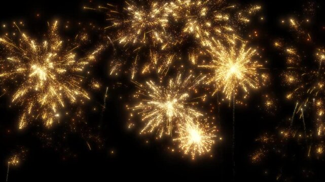 Golden fireworks seamless loop elegant glowing sparks creating a continuous luxury festive mood perfect for New Year Christmas parties holiday events award celebration premium backgrounds visuals 4K