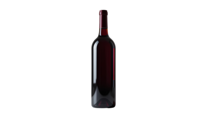 Full Unopened Red Bottle on transparent Background
