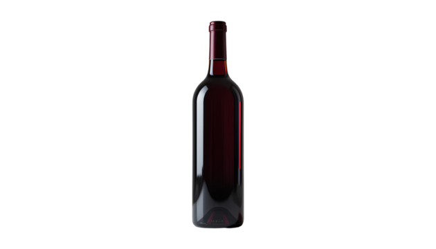 Full Unopened Red Bottle on transparent Background