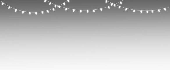 Bright white string light swag festive overlay party garland curved border event decoration...