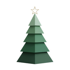 Minimalist geometric christmas tree with gold star