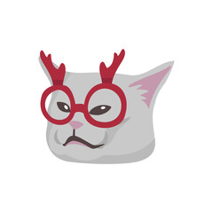 Grumpy Cat Wearing Reindeer Antlers Illustration