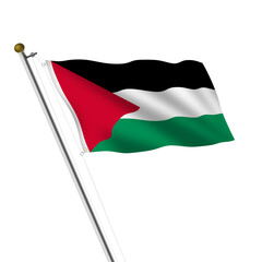 Palestine flagpole 3d illustration with clipping path