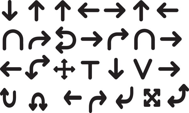 Various black arrow icon set for web and mobile user interfaces Vector