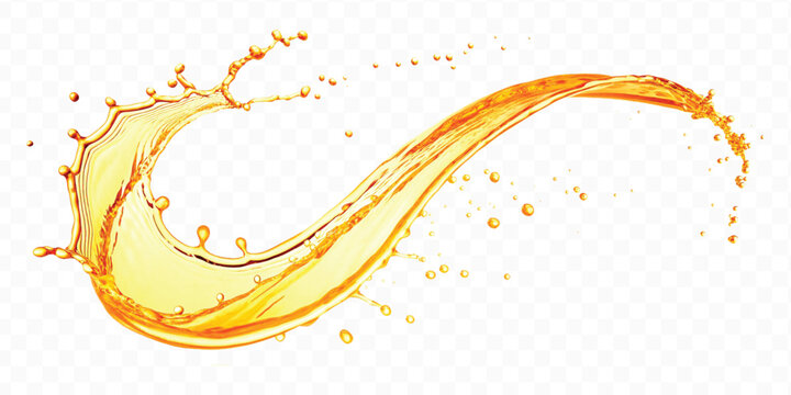 abstract fresh liquid honey or oil splash in mid air cut and curve style isolated on transparent background