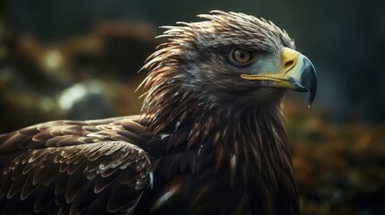 Fototapeta premium Golden eagle close up portrait in natural habitat