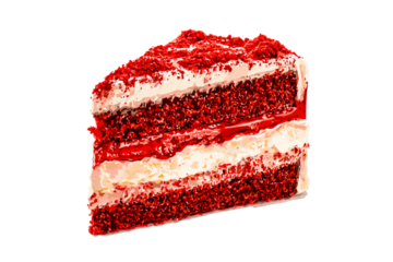 Red velvet cake with vibrant pop art colors isolated on transparent background