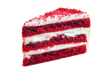 Bright pop art illustration of red velvet cake isolated on transparent background