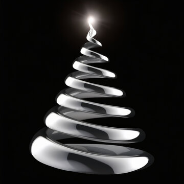 Abete natalizio stilizzato dalle forme flessuose in argento 03